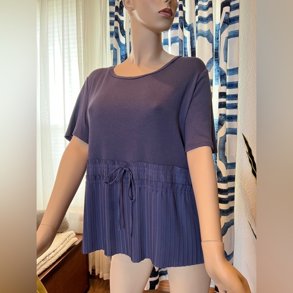 Vera Wang Navy Blue baby Doll & Ruffled Blouse Size Large - Picture 1 of 10